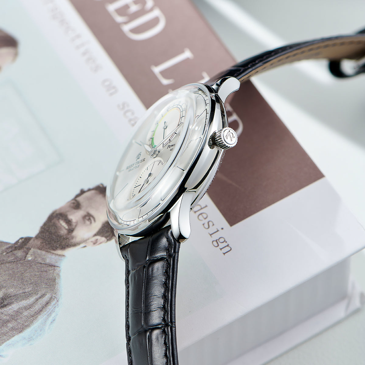 REEF TIGER RGA82B0-3 Classic Automatic Mechanical Dress Watch For Men - High quality Rose Gold Business Casual Watch