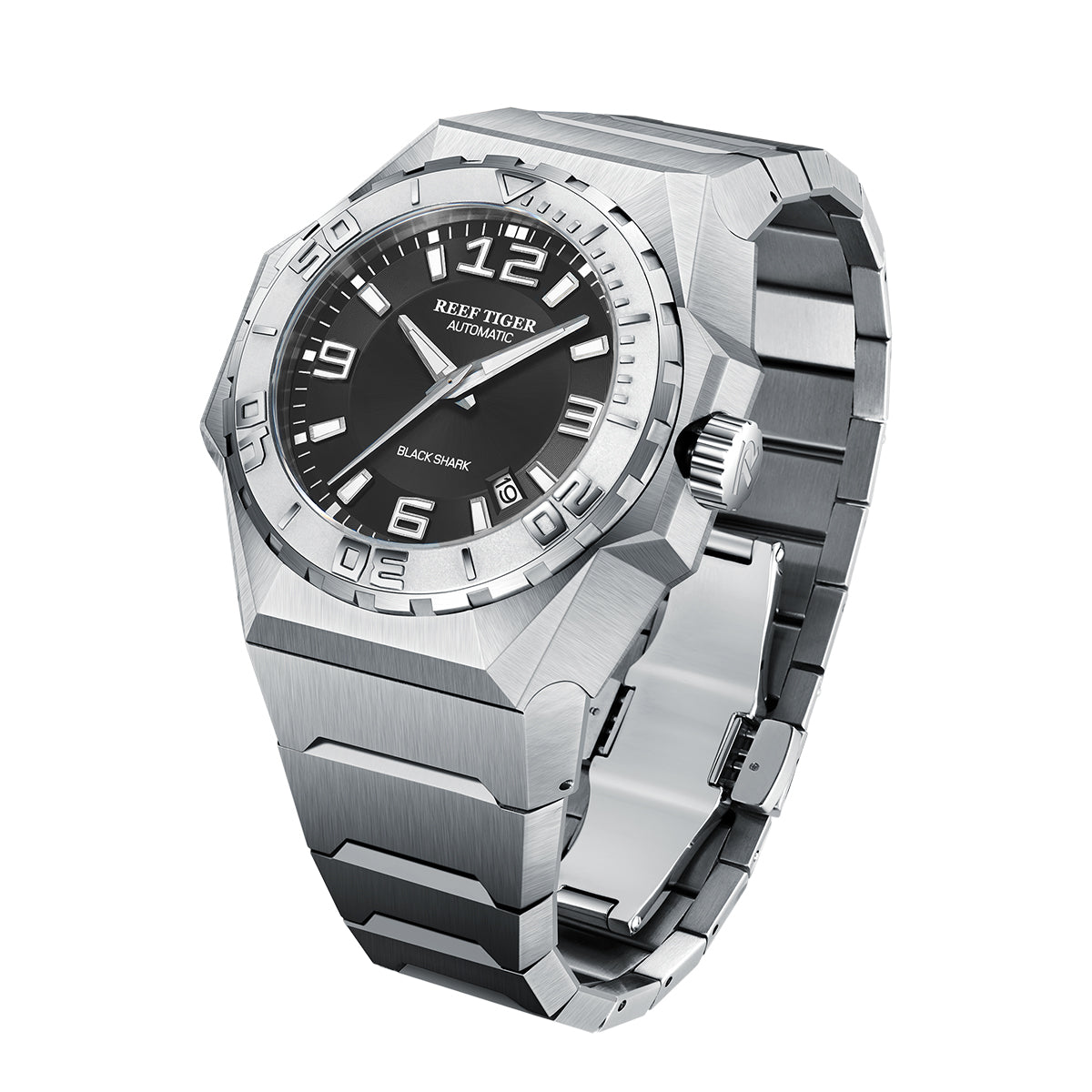 Reef Tiger RGA6903 Mens Black Dial Sport Automatic Watches - 200m Waterproof Dive Wristwatch