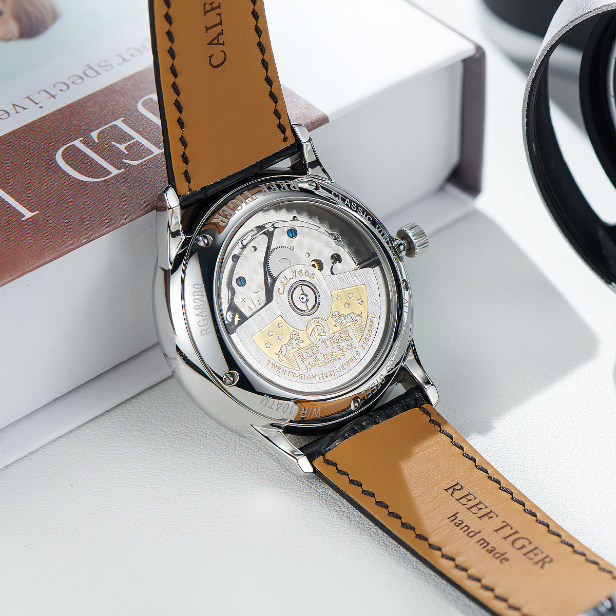 REEF TIGER RGA82B0-3 Classic Automatic Mechanical Dress Watch For Men - High quality Rose Gold Business Casual Watch
