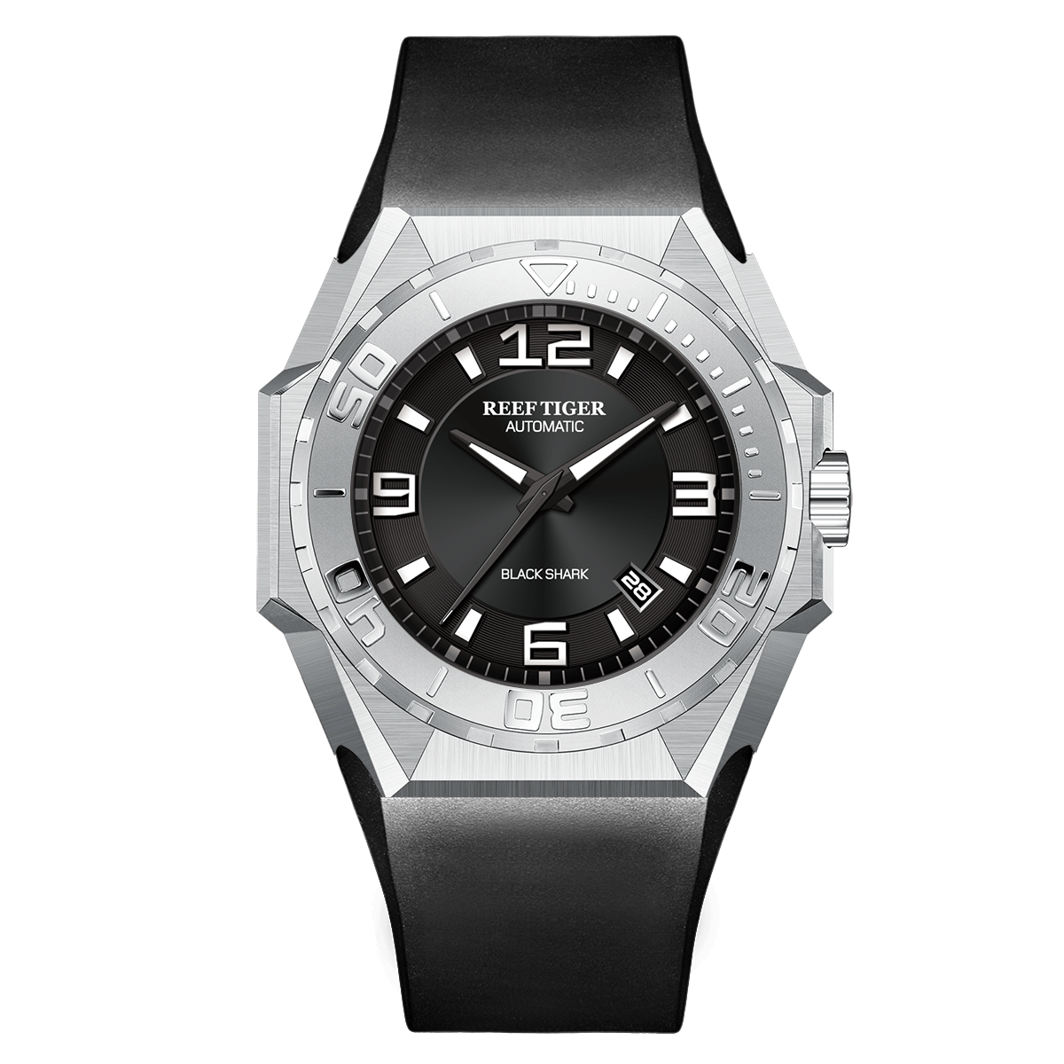 Reef Tiger RGA6903 Mens Black Dial Sport Automatic Watches - 200m Waterproof Dive Wristwatch