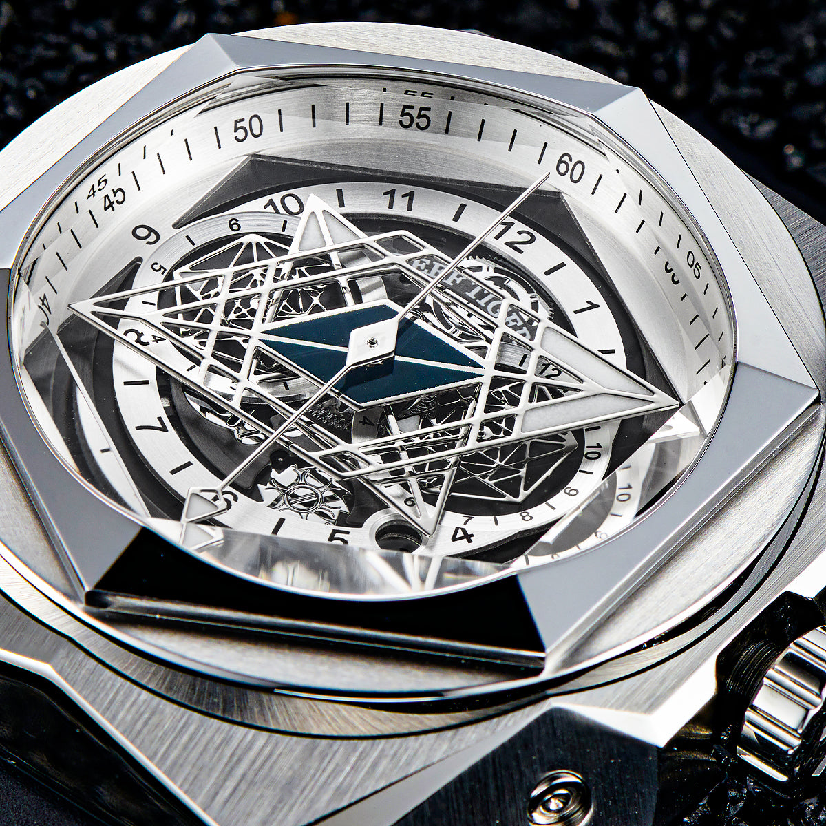 Luxury Mens Unique Automatic Watches - Reef Tiger Black Shark Hexagon RGA6908 Black Dial Automatic Mechanical Watch