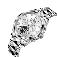 Classic Reef Tiger RGA8235 Men's Dress White Day Date Dial Automatic Tourbillon Style Watch