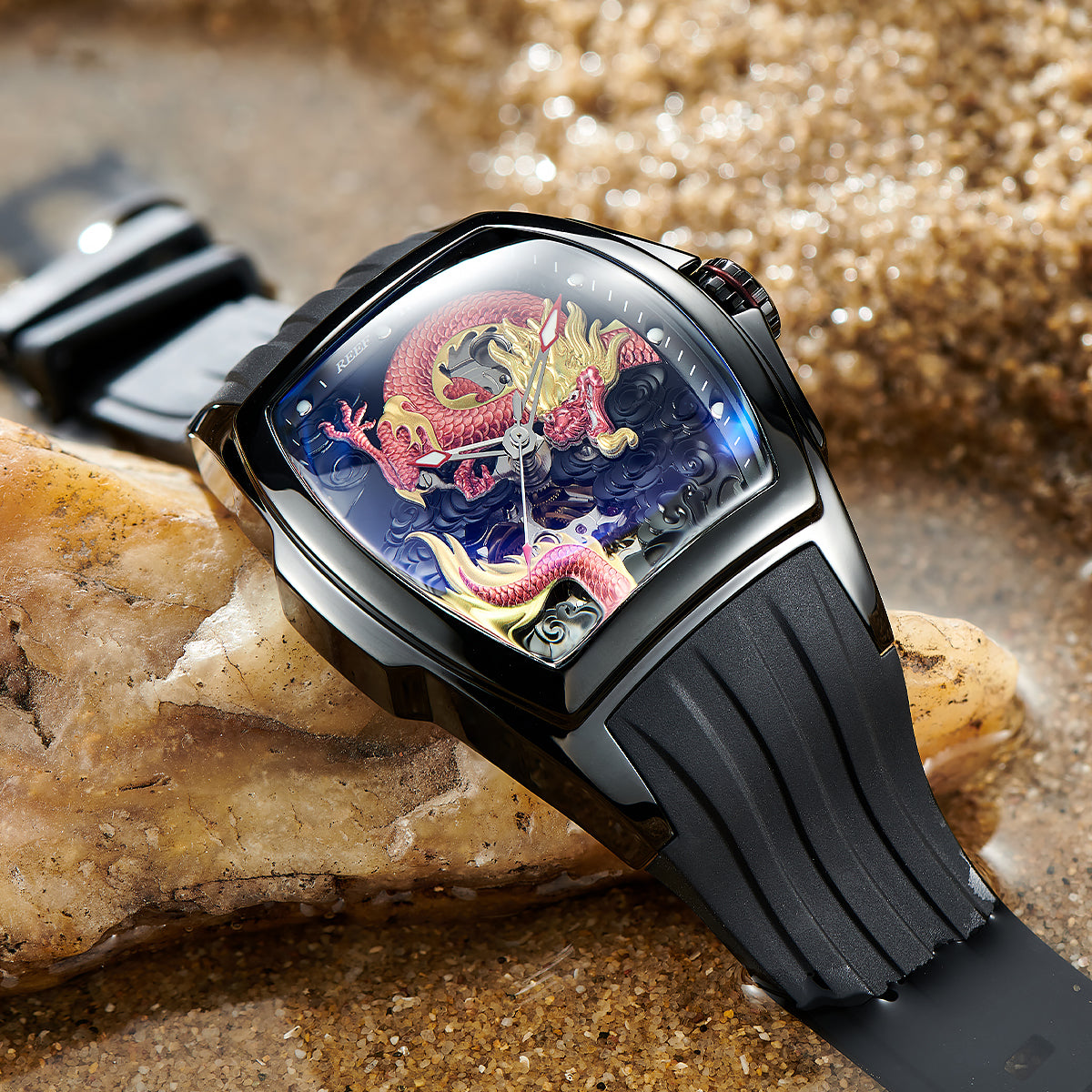 Mens Reef Tiger RGA3061 Luxury Red Automatic Skeleton Dragon Watch - Best Watches for Sale