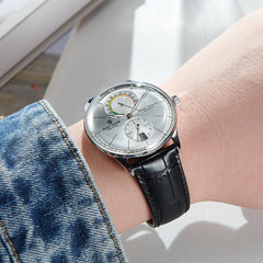High quality REEF TIGER RGA82B0-3 Classic Automatic Business Watches For Men - Silver Dial Multifunctional Waterproof Dress Watch