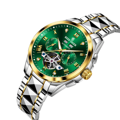 Reef Tiger RGA8235 Constant motion Green Day Date Automatic Tourbillon Style Watches for Men