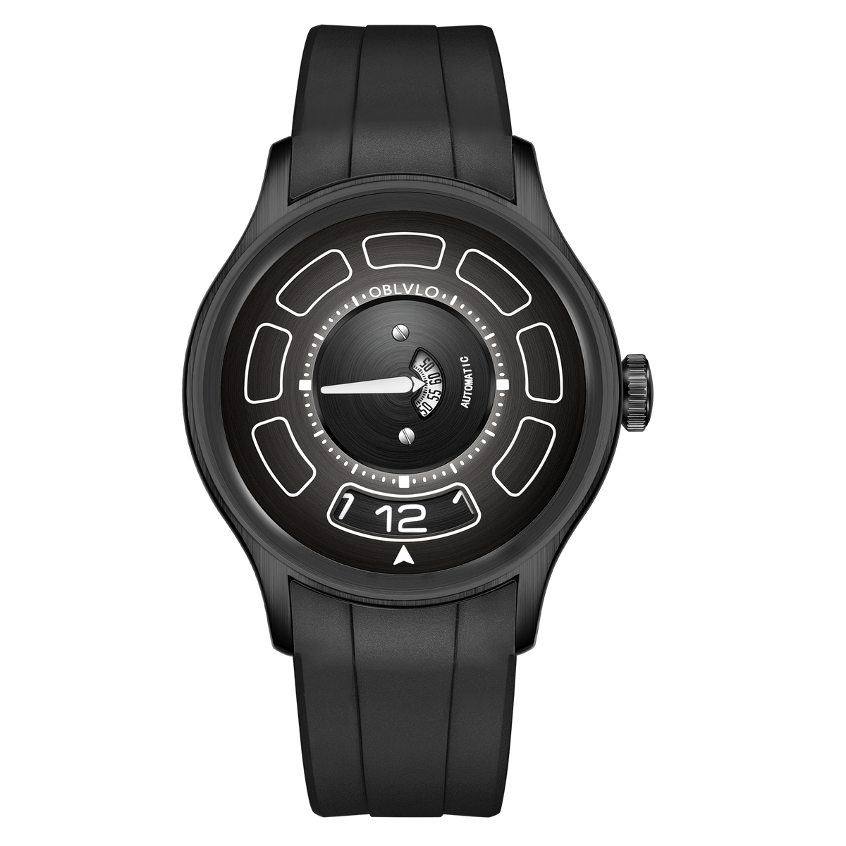 OBLVLO BLM-UFO - Cool Unique Black PVD 41mm Modern Display Design Hands Automatic Mechanical Watch