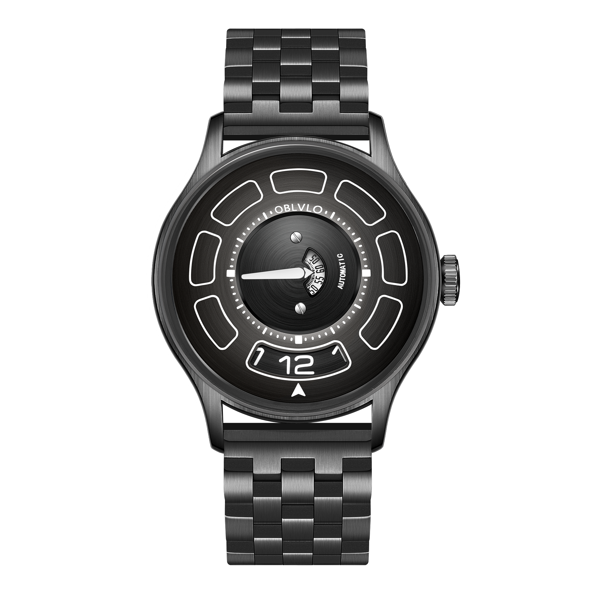 OBLVLO BLM-UFO - Cool Unique Black PVD 41mm Modern Display Design Hands Automatic Mechanical Watch