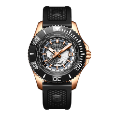 OBLVLO BM Mens 43mm Automatic Military Dive Rose Gold & Black Ceramic Bezel Watches