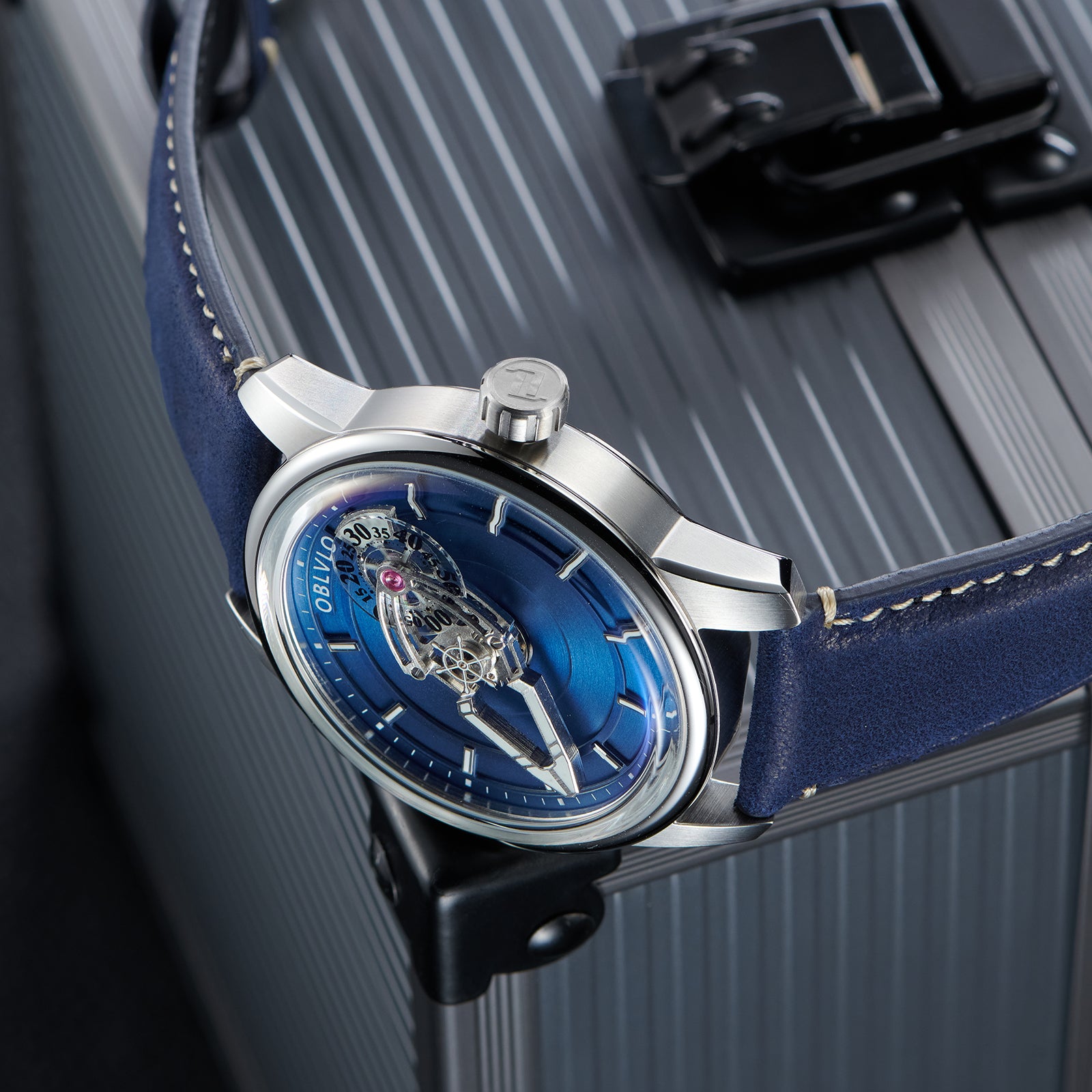 Cool Rotation Spaceship Hand Dial Watch - OBLVLO JM Space 42MM Automatic Mechanical Dress Watches For Men