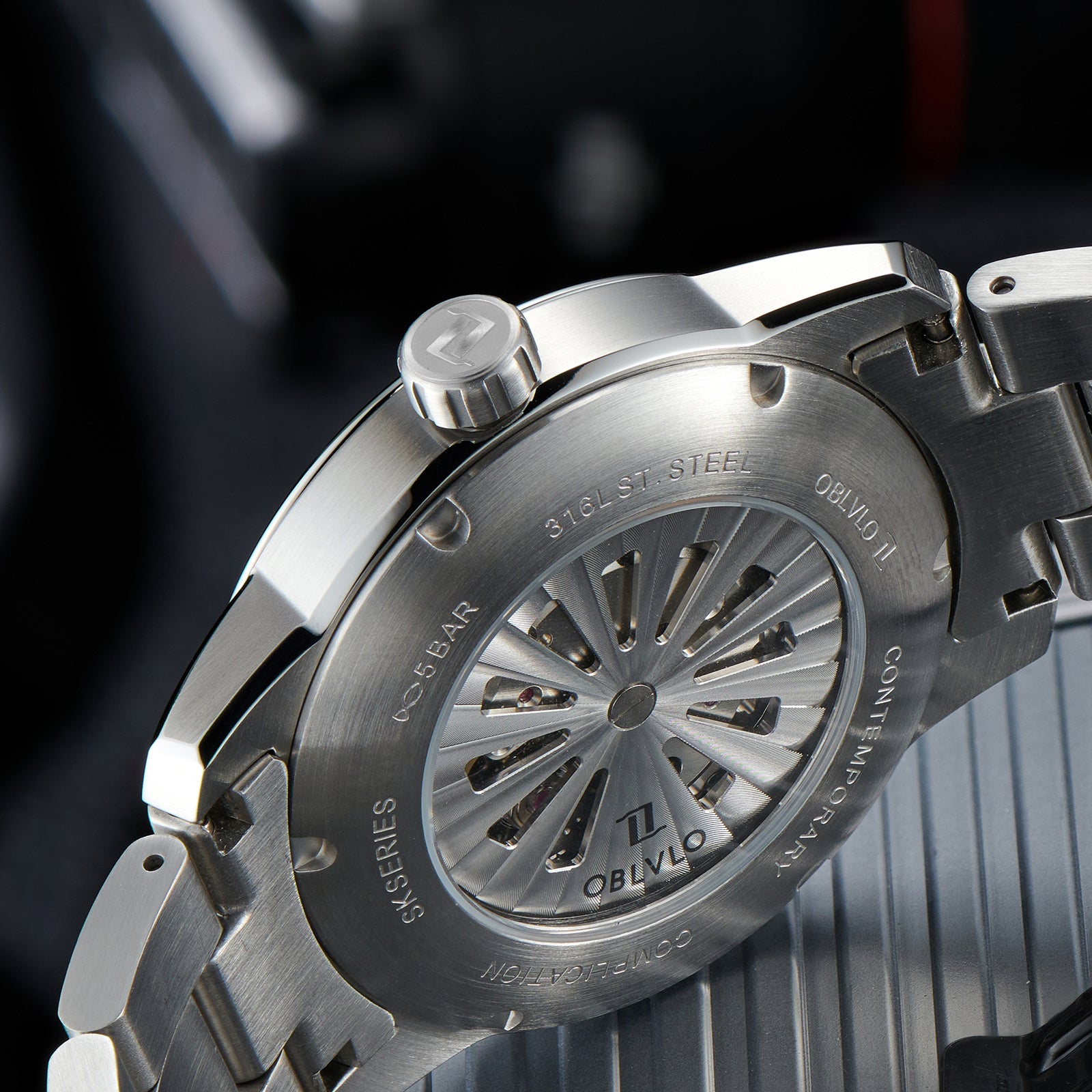 Cool Rotation Spaceship Hand Dial Watch - OBLVLO JM Space 42MM Automatic Mechanical Dress Watches For Men