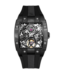 OBLVLO EM-ST Luxury Black Carbon Fiber Skeleton Mechanical Mens Watches