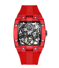 OBLVLO EM-ST Best Luxury Red Carbon Fiber Automatic Skeleton Sport Cool Watches for Men