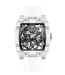 OBLVLO EM-ST Luxury White Luminescent Carbon Fiber Skeleton Automatic Watches for Men