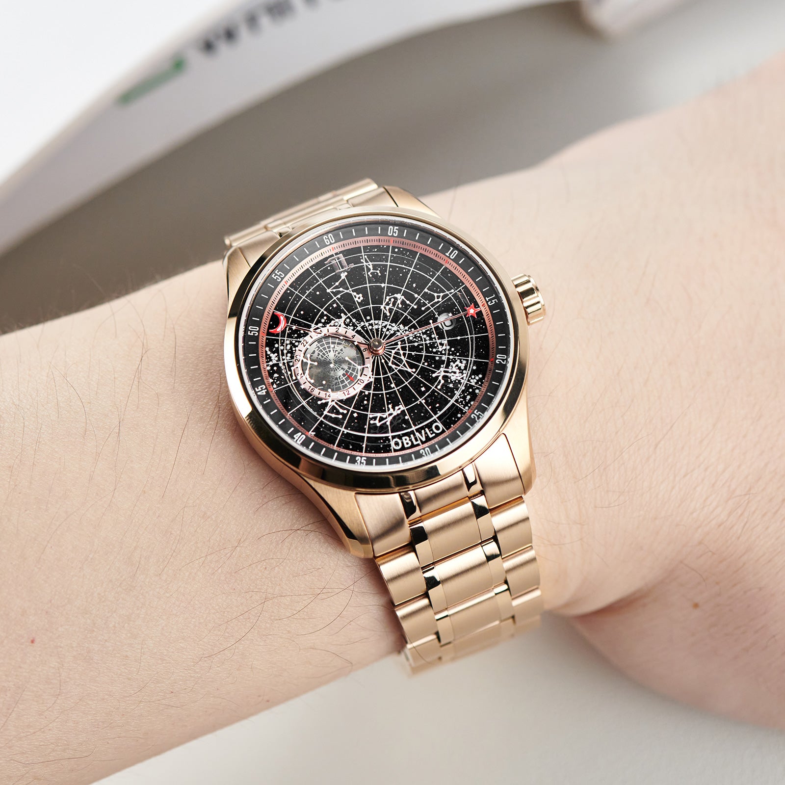 Luxury Classic OBLVLO GC-SW Constellation Automatic Rose Gold Watches For Men