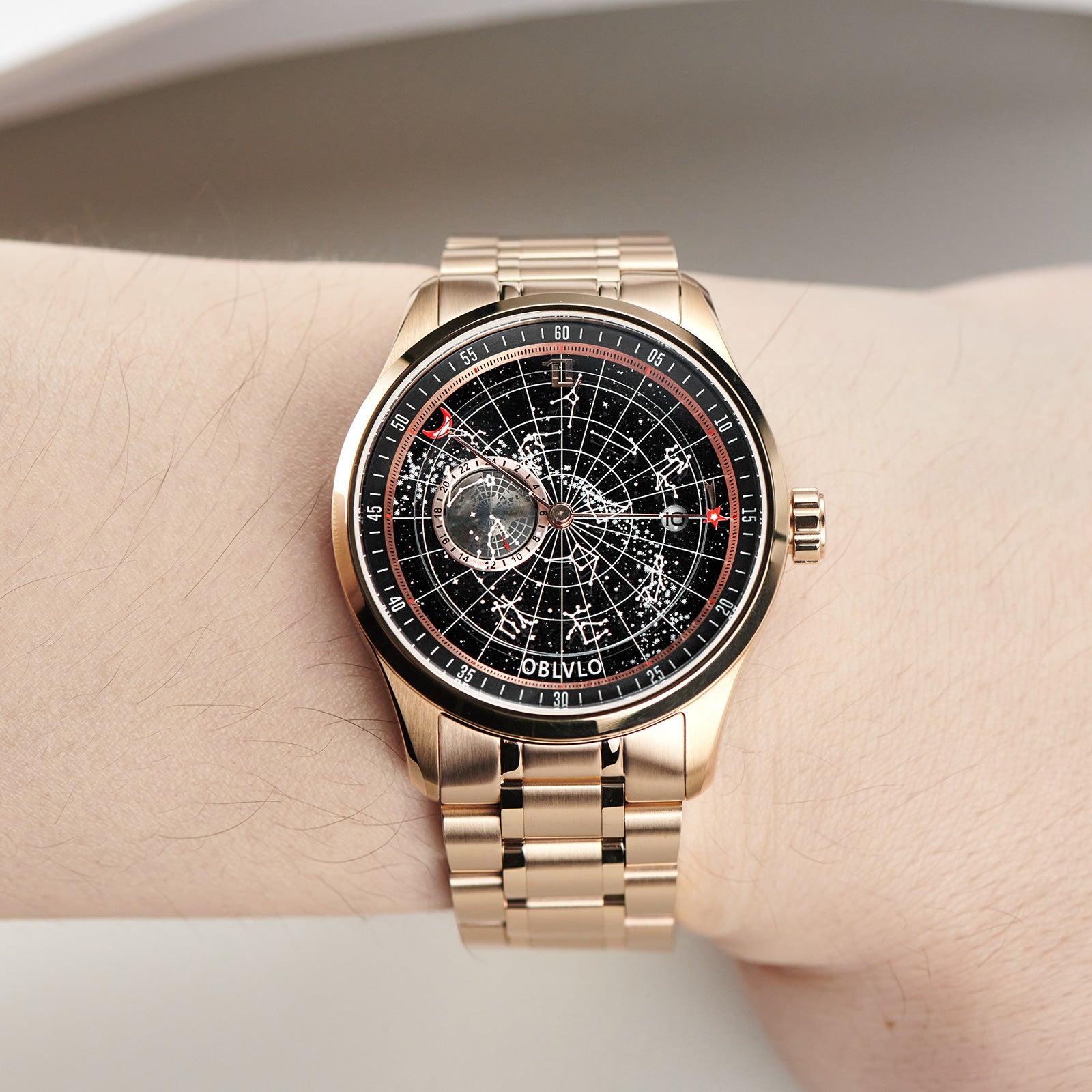 Luxury Classic OBLVLO GC-SW Constellation Automatic Rose Gold Watches For Men