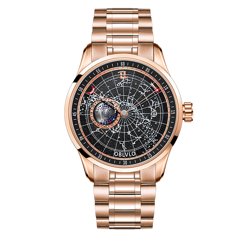 Luxury Classic OBLVLO GC-SW Constellation Automatic Rose Gold Watches For Men