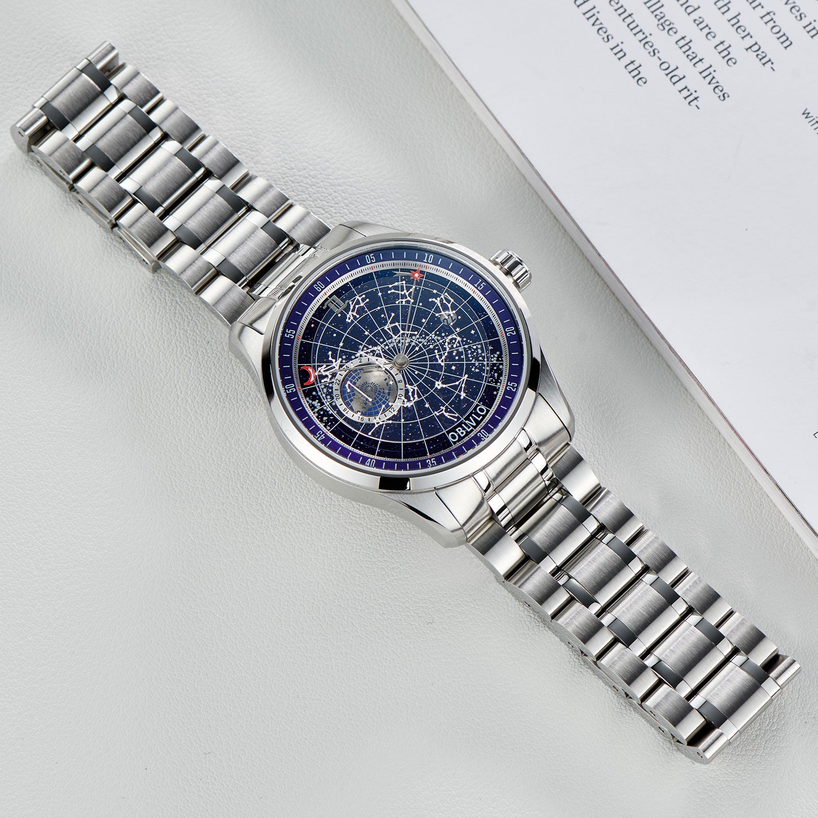 OBLVLO GC-SW Luxury Vintage Constellation Automatic Dress Watches For Men
