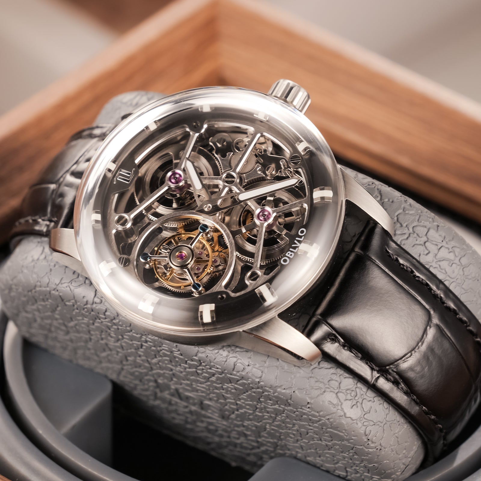 OBLVLO IM SK TB Affordable Mens Skeleton Tourbillon Watches for Sale - Luxury Tourbillon Mechanical Hand Wind Movement Watch