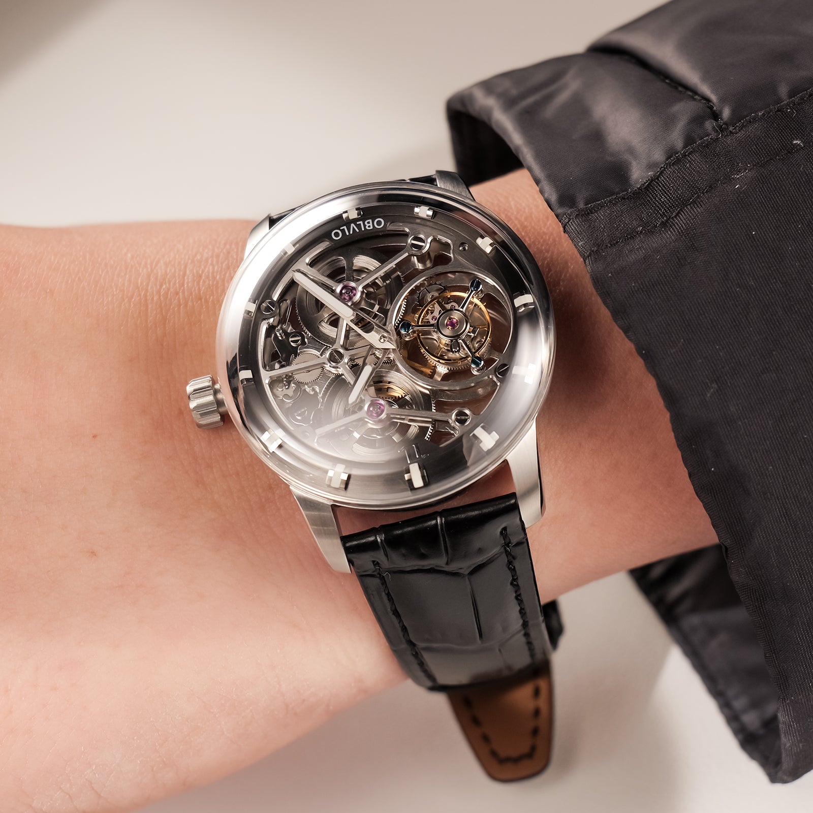 OBLVLO IM SK TB Affordable Mens Skeleton Tourbillon Watches for Sale - Luxury Tourbillon Mechanical Hand Wind Movement Watch