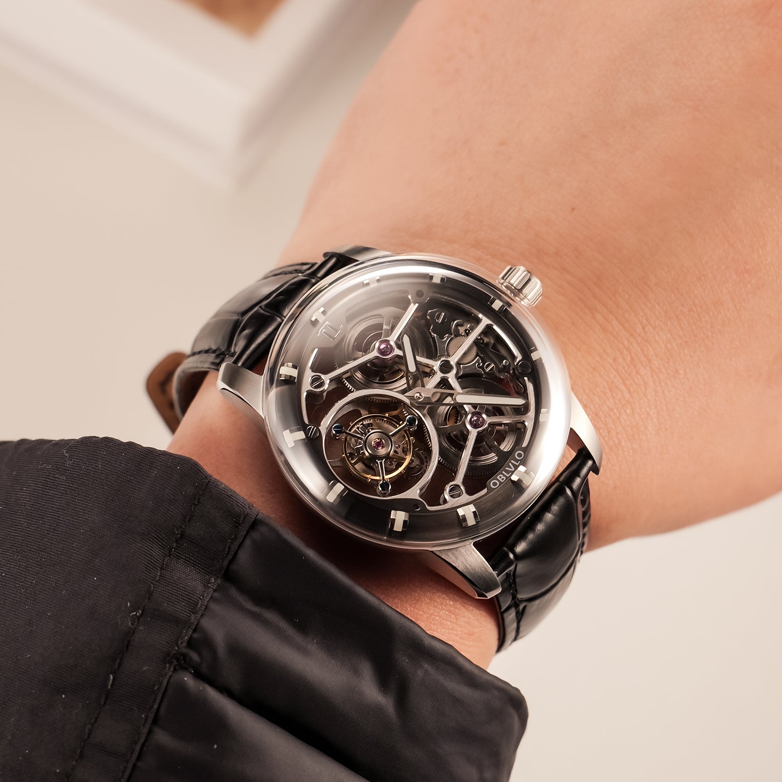 OBLVLO IM SK TB Affordable Mens Skeleton Tourbillon Watches for Sale - Luxury Tourbillon Mechanical Hand Wind Movement Watch