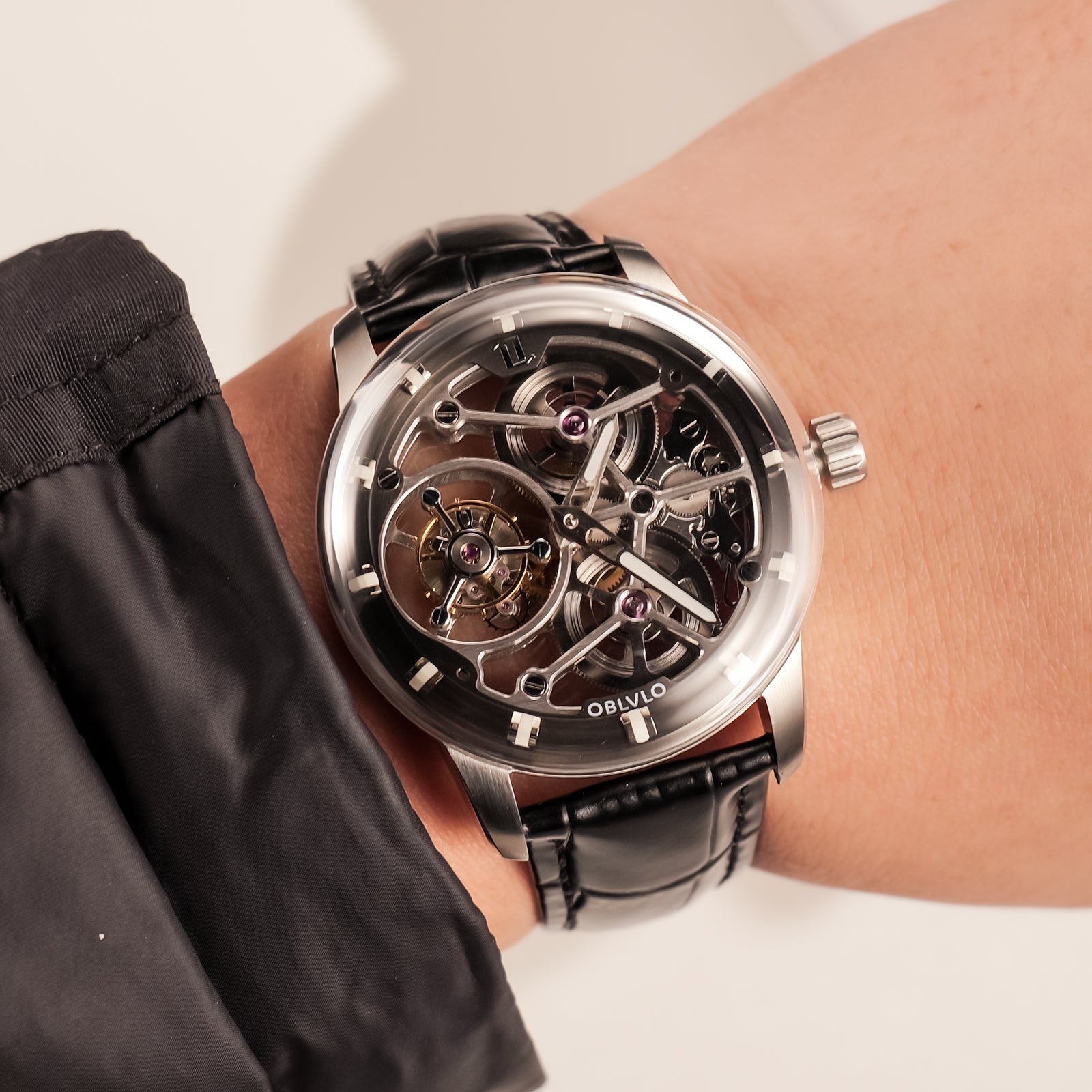 OBLVLO IM SK TB Affordable Mens Skeleton Tourbillon Watches for Sale - Luxury Tourbillon Mechanical Hand Wind Movement Watch
