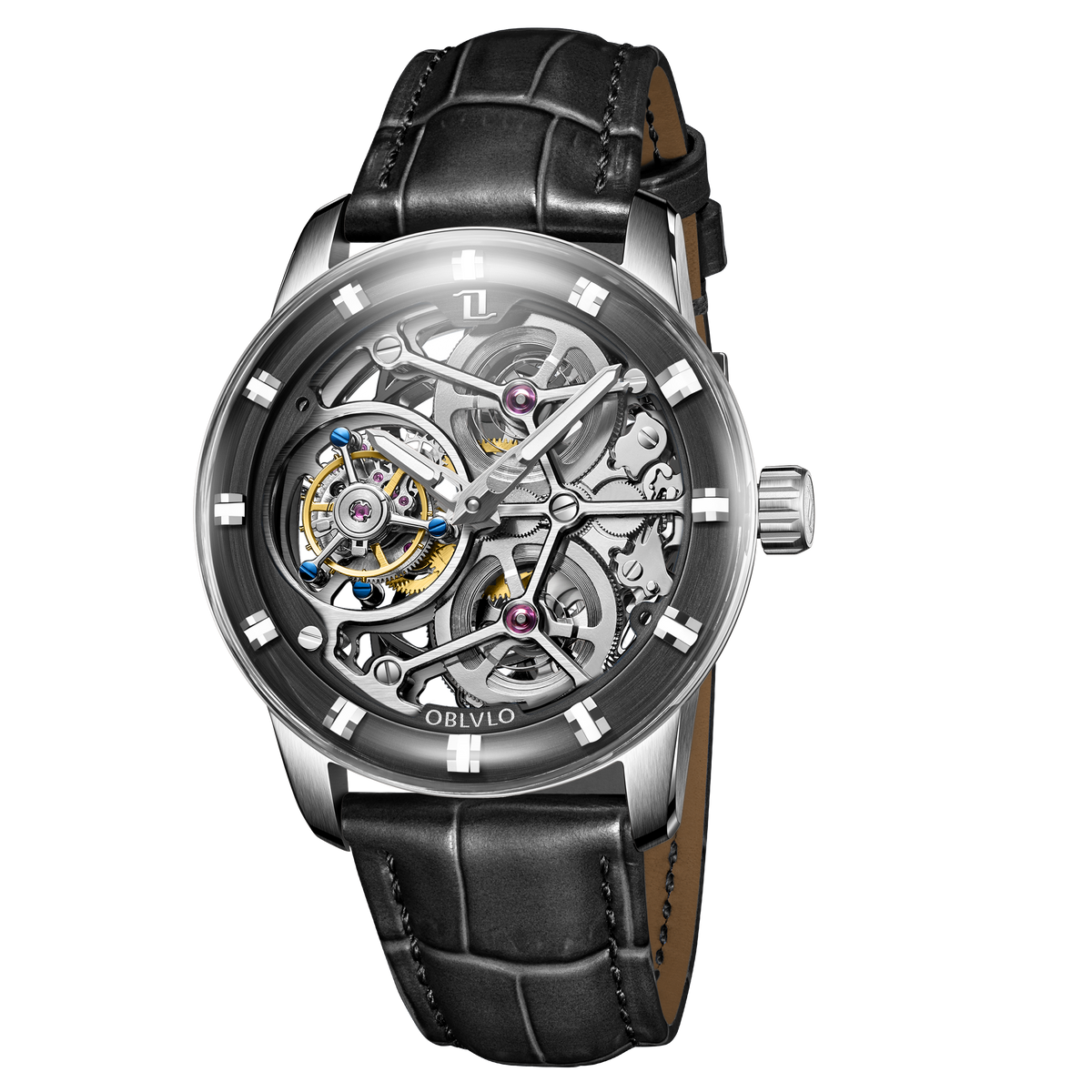 OBLVLO IM SK TB Affordable Mens Skeleton Tourbillon Watches for Sale - Luxury Tourbillon Mechanical Hand Wind Movement Watch