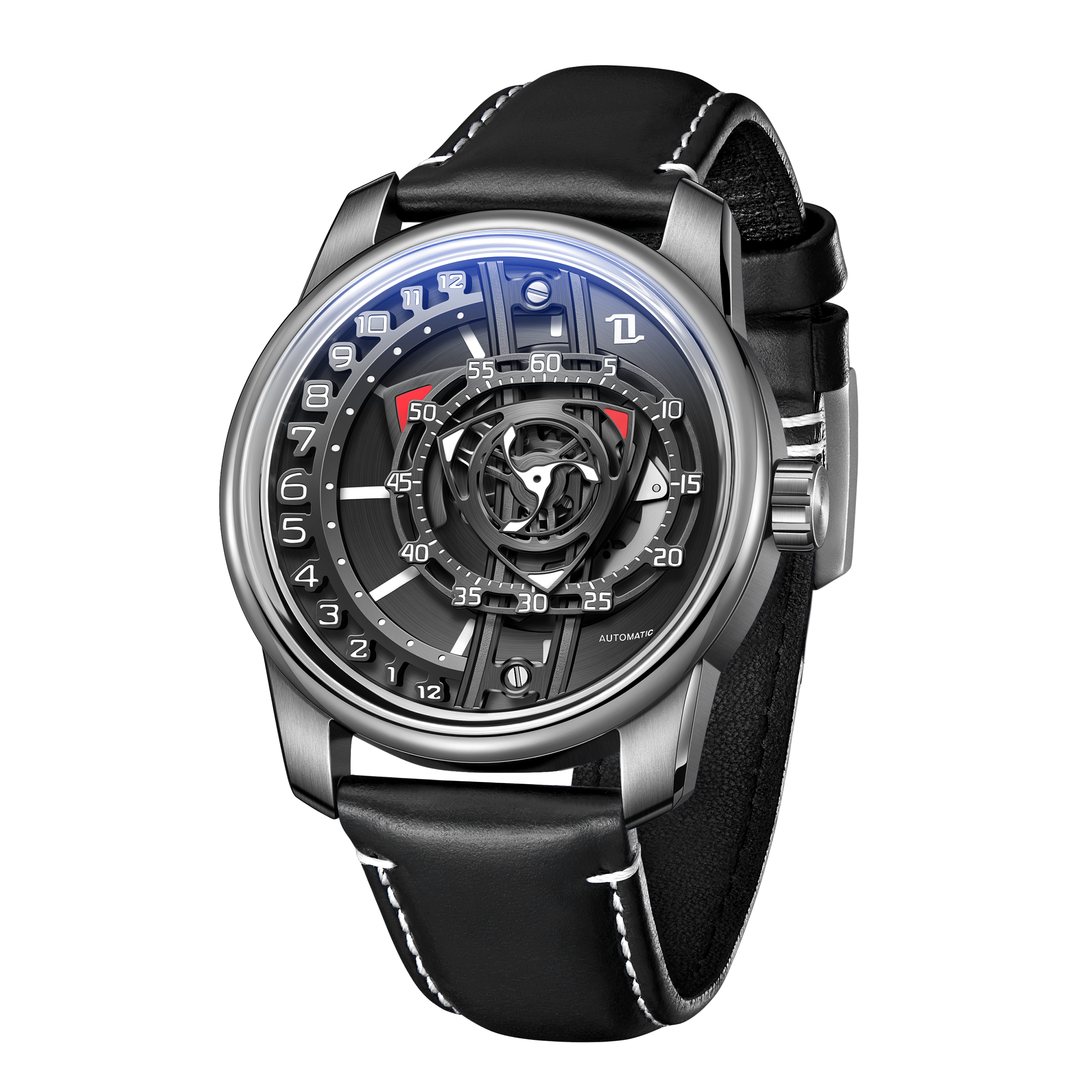 42mm Men Engine Style Watch - Cool OBLVLO JM ROTOR Miyota 8215 Movement Jump Hour Automatic Watch