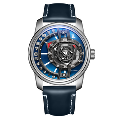 OBLVLO JM ROTOR Blue Rotary Engine Dial Design Watches - Cool Unique Automatic Miyota Movement Mechanical Watches