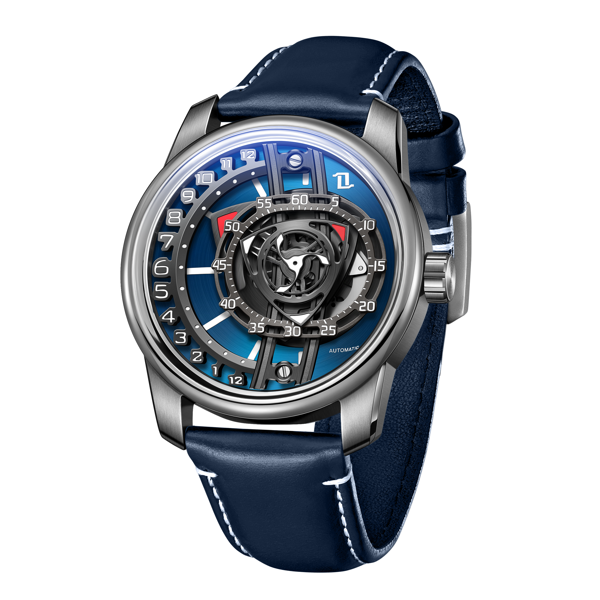 OBLVLO JM ROTOR Blue Rotary Engine Dial Design Watches - Cool Unique Automatic Miyota Movement Mechanical Watches