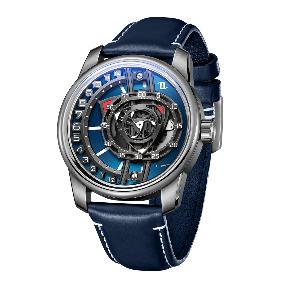 OBLVLO JM ROTOR Blue Rotary Engine Dial Design Watches - Cool Unique Automatic Miyota Movement Mechanical Watches