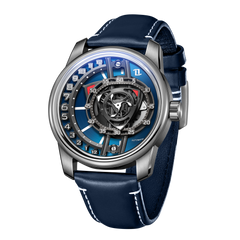 OBLVLO JM ROTOR Blue Rotary Engine Dial Design Watches - Cool Unique Automatic Miyota Movement Mechanical Watches