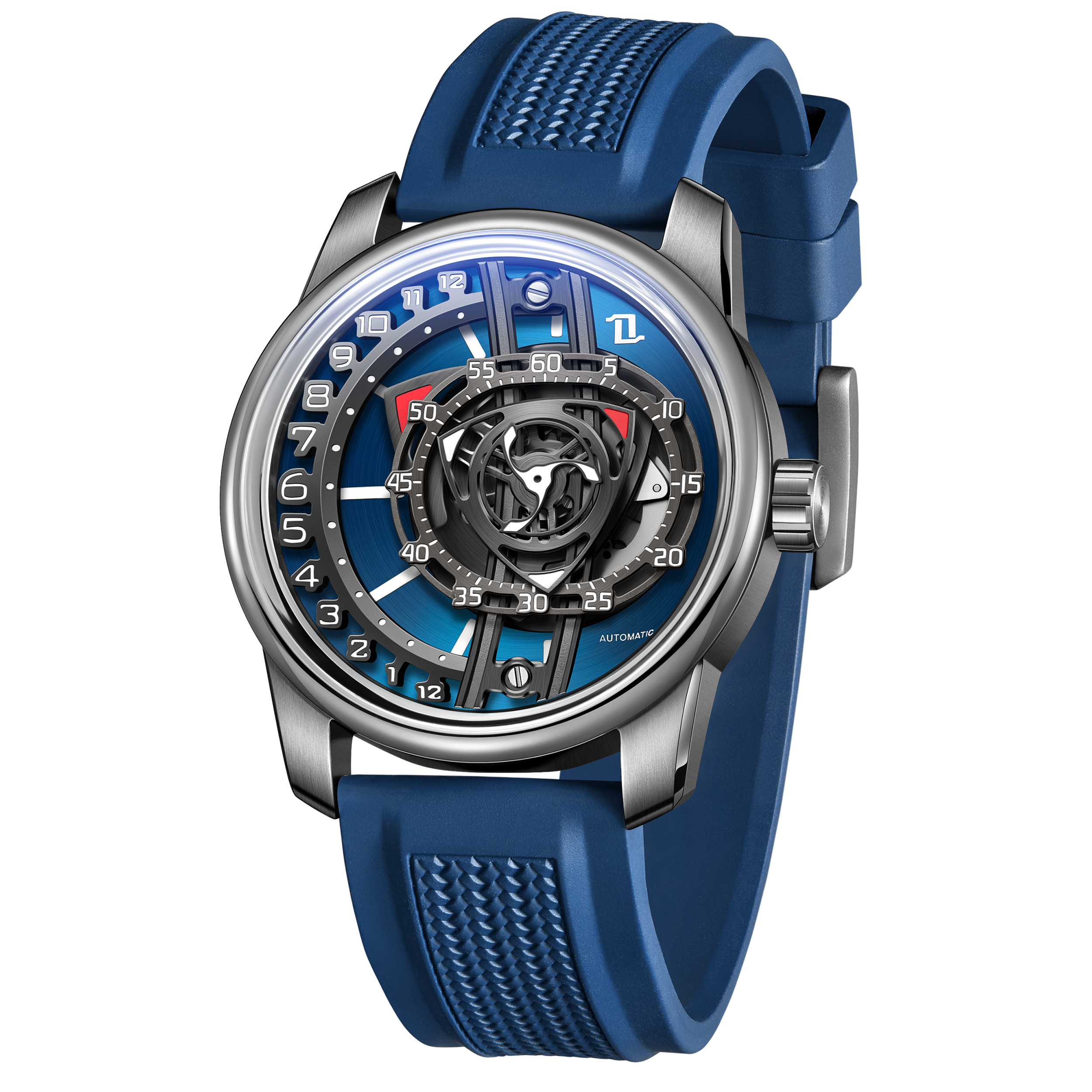 OBLVLO JM ROTOR Blue Rotary Engine Dial Design Watches - Cool Unique Automatic Miyota Movement Mechanical Watches