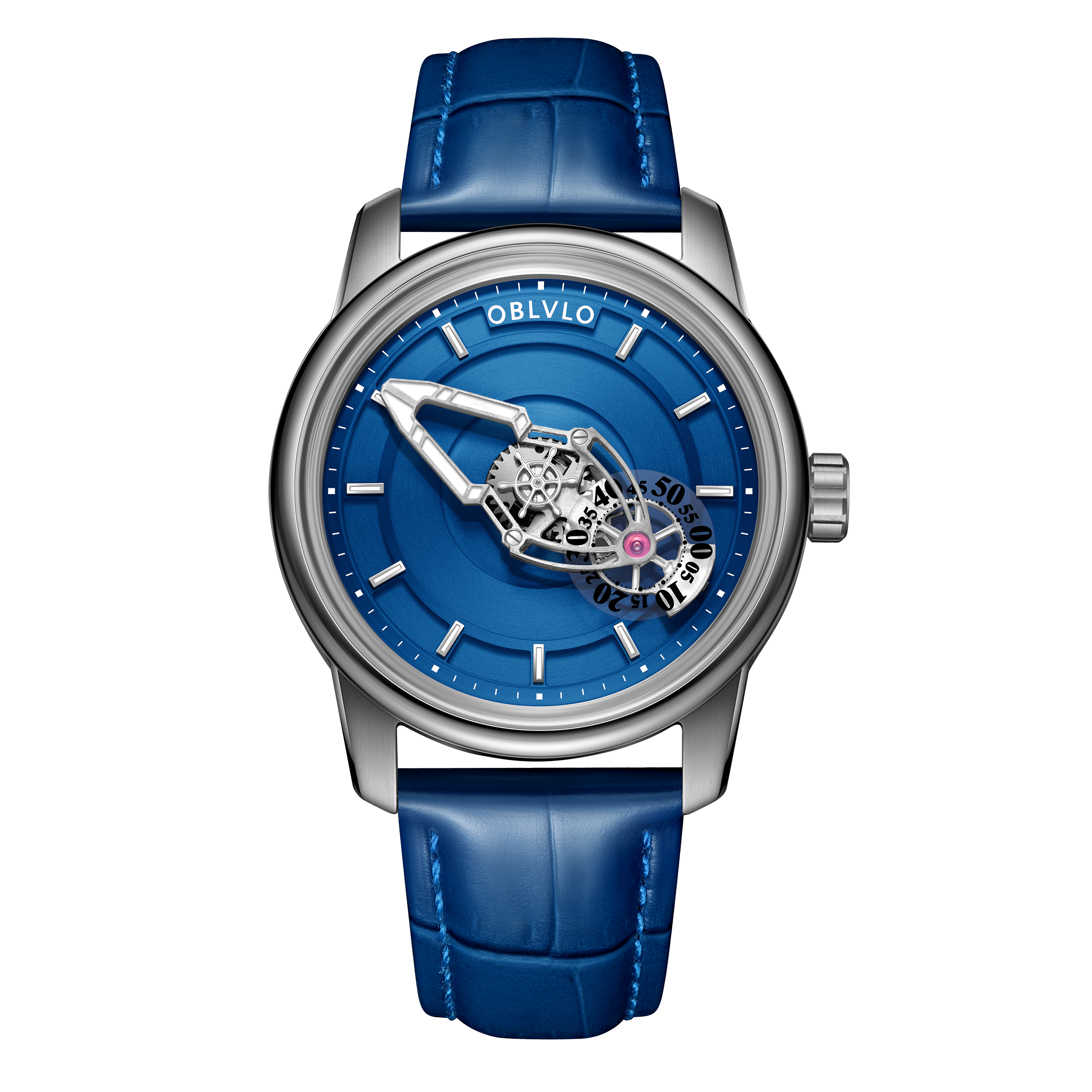 Cool Rotation Spaceship Hand Dial Watch - OBLVLO JM Space 42MM Automatic Mechanical Dress Watches For Men