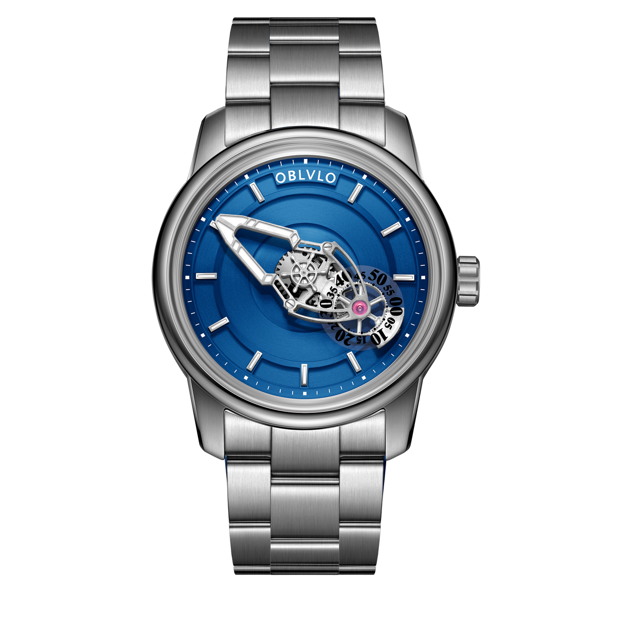 Cool Rotation Spaceship Hand Dial Watch - OBLVLO JM Space 42MM Automatic Mechanical Dress Watches For Men