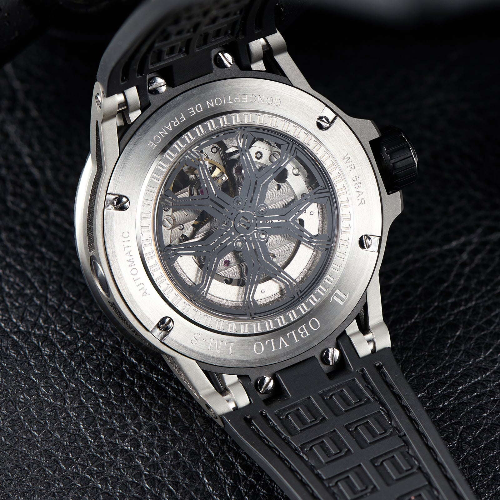 OBLVLO LMS Skeleton Automatic Watches For Men - Unique Men's Cool Waterproof Watch