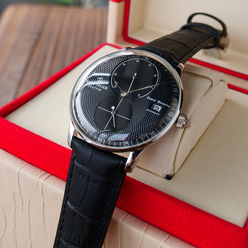 Affordable Luxury 42mm Black Dial & Classics Stainless Steel Case Dress Automatic Watches - Reef Tiger Seattle Navy 1 RGA82B0