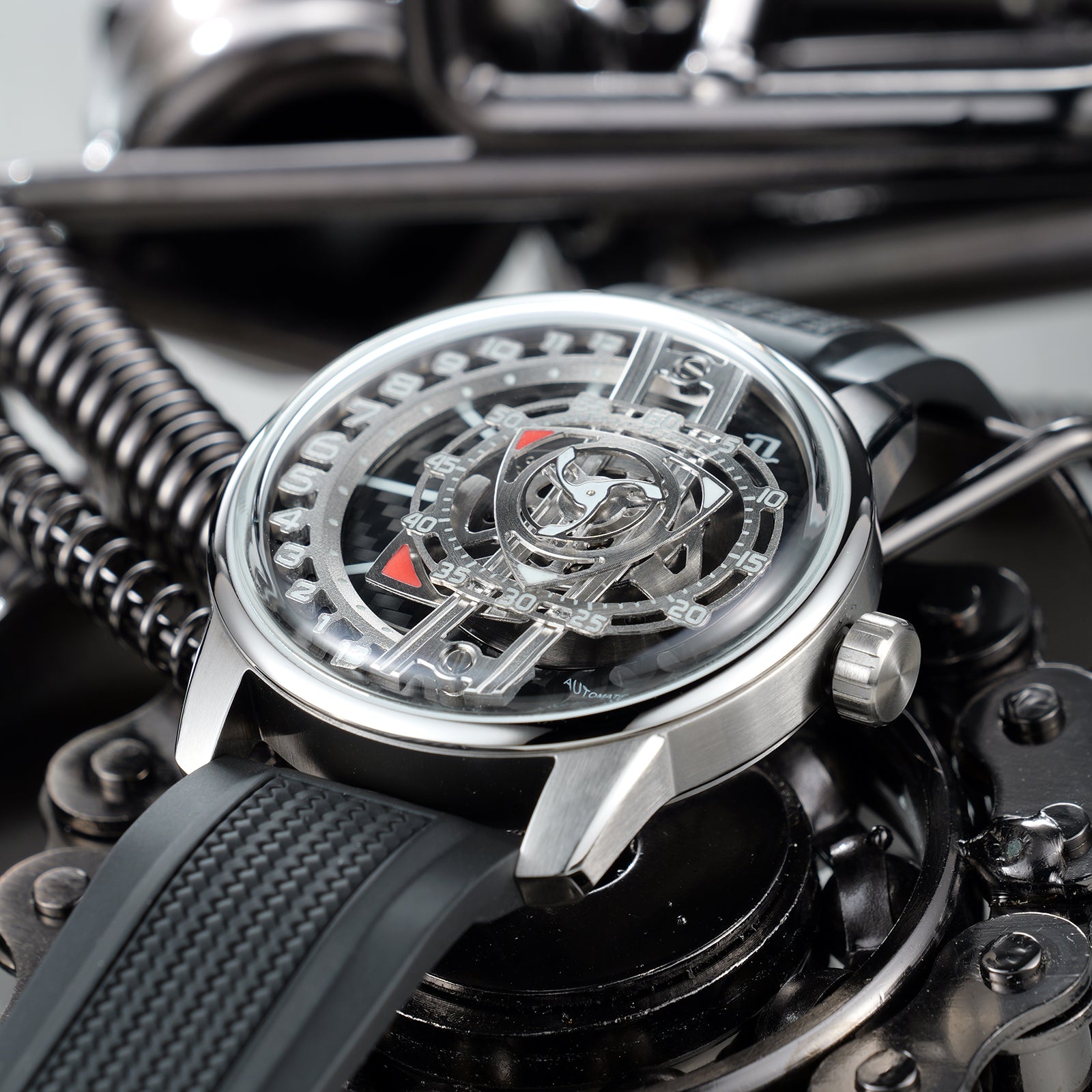 OBLVLO JM ROTOR Luxury Engine Watch with Miyota 8215 Automatic movement Jump Hour Mechanical Watch