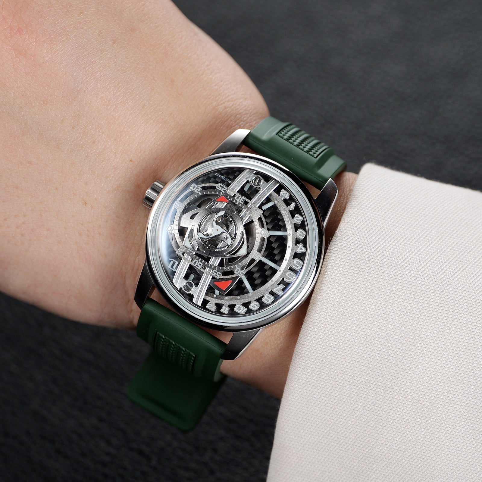 OBLVLO JM ROTOR Luxury Engine Watch with Miyota 8215 Automatic movement Jump Hour Mechanical Watch