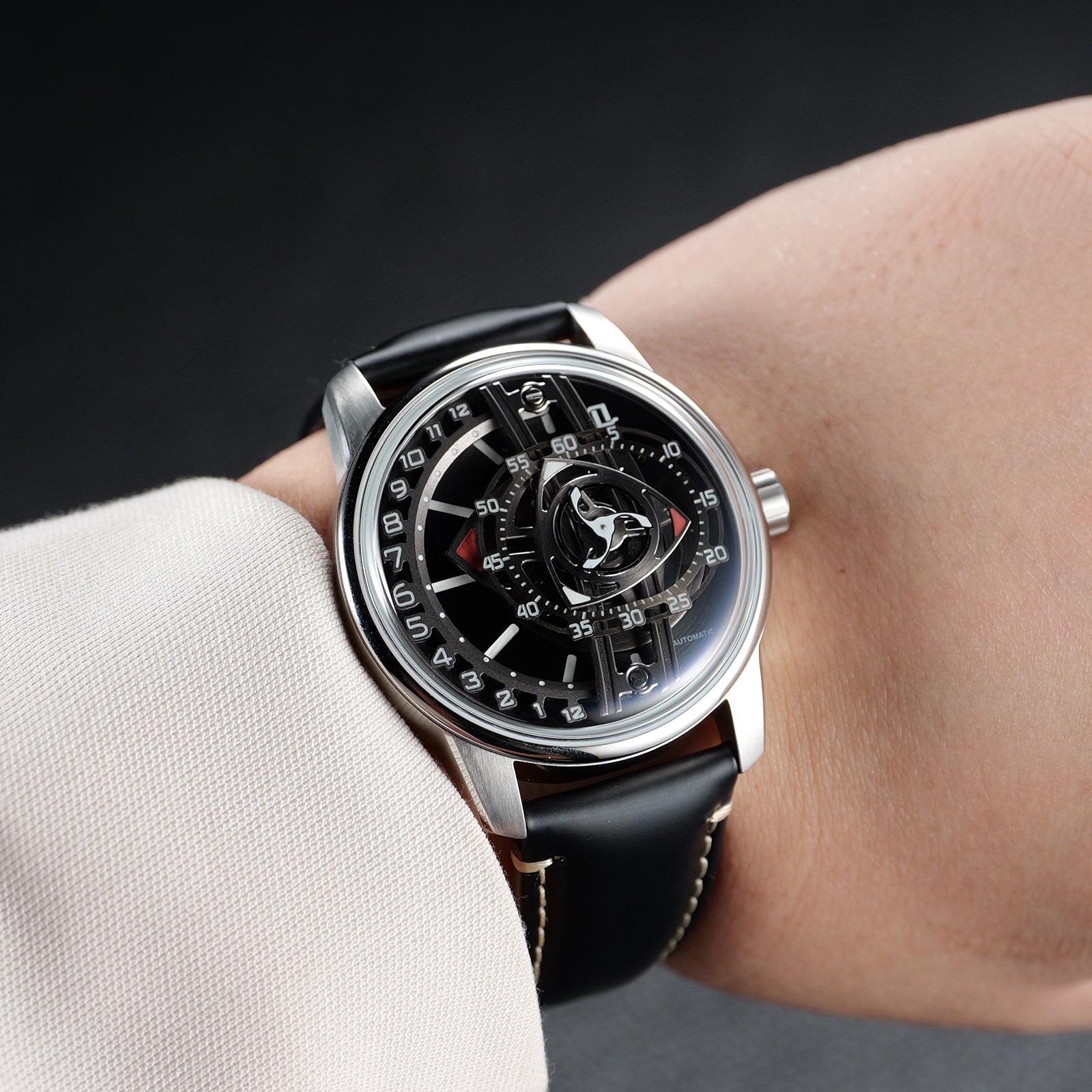 42mm Men Engine Style Watch - Cool OBLVLO JM ROTOR Miyota 8215 Movement Jump Hour Automatic Watch
