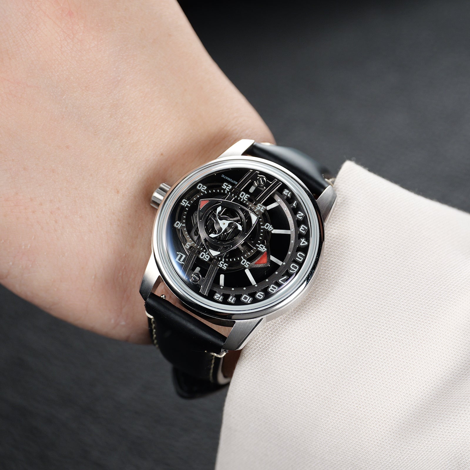 42mm Men Engine Style Watch - Cool OBLVLO JM ROTOR Miyota 8215 Movement Jump Hour Automatic Watch
