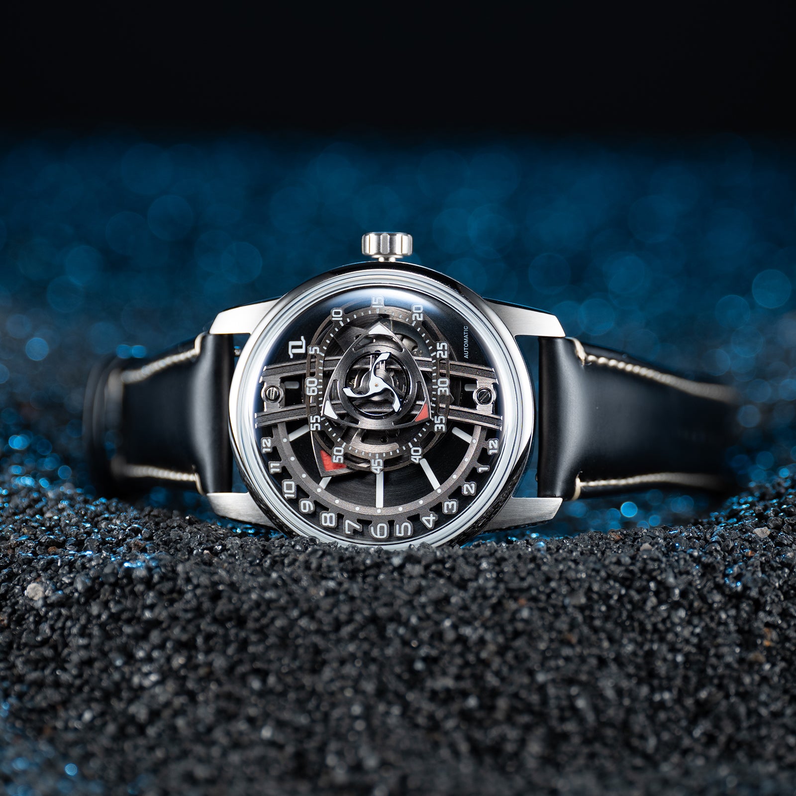 42mm Men Engine Style Watch - Cool OBLVLO JM ROTOR Miyota 8215 Movement Jump Hour Automatic Watch