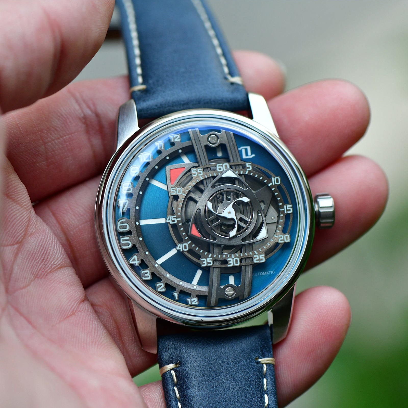 OBLVLO JM ROTOR Blue Rotary Engine Dial Design Watches - Cool Unique Automatic Miyota Movement Mechanical Watches