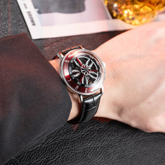 OBLVLO SCM-SK Unique Red Skeleton 42mm Supercar Alloy Wheels Dial Watches - Men Automatic Super Luminous  Mechanical Mens Dive Watch