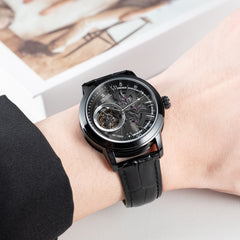 Luxury OBLVLO VMQ Series - Affordable All Black/Diamond Zirconia Case Mens Automatic Tourbillon Style Dial Dress Watches