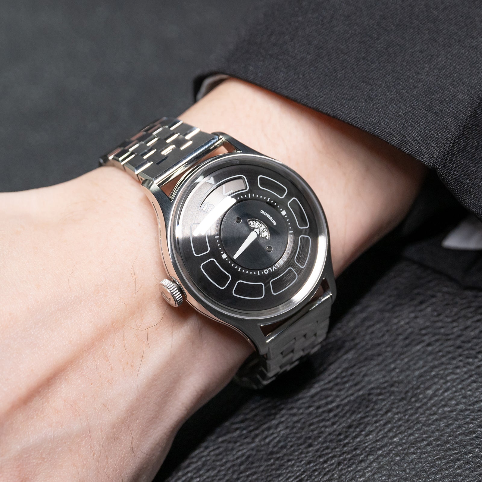 OBLVLO BLM-UFO 41MM Unique UFO-Shaped Automatic Watch with Luminous Silicone Strap And Steel Bracelet Mechanical Watch