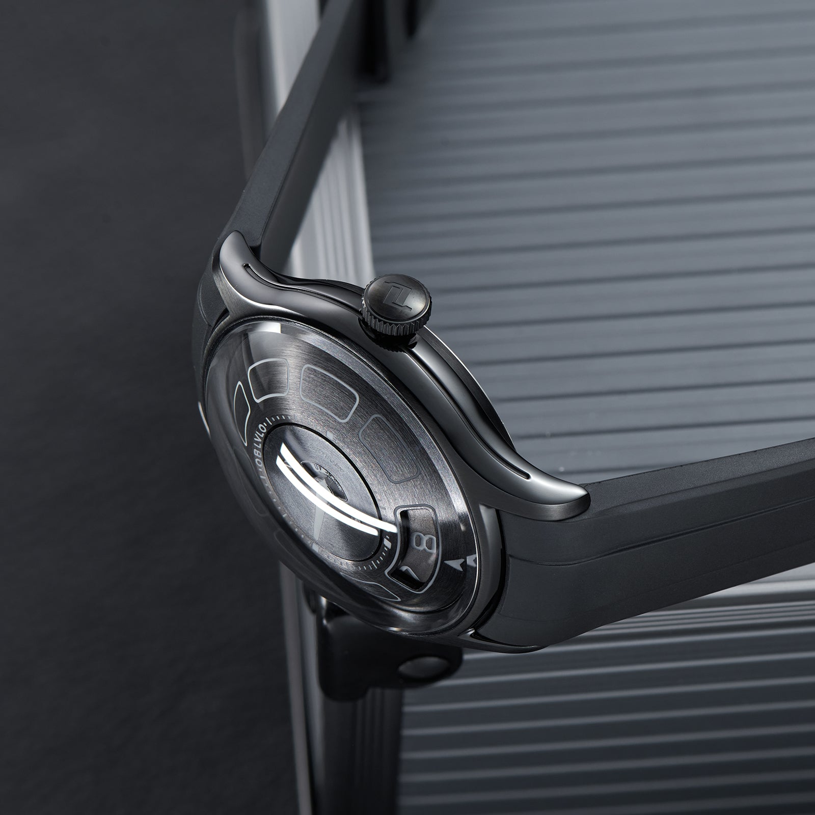 OBLVLO BLM-UFO - Cool Unique Black PVD 41mm Modern Display Design Hands Automatic Mechanical Watch
