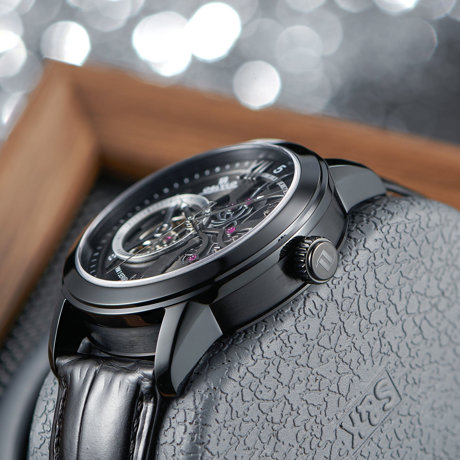 Luxury OBLVLO VMQ Series - Affordable All Black/Diamond Zirconia Case Mens Automatic Tourbillon Style Dial Dress Watches