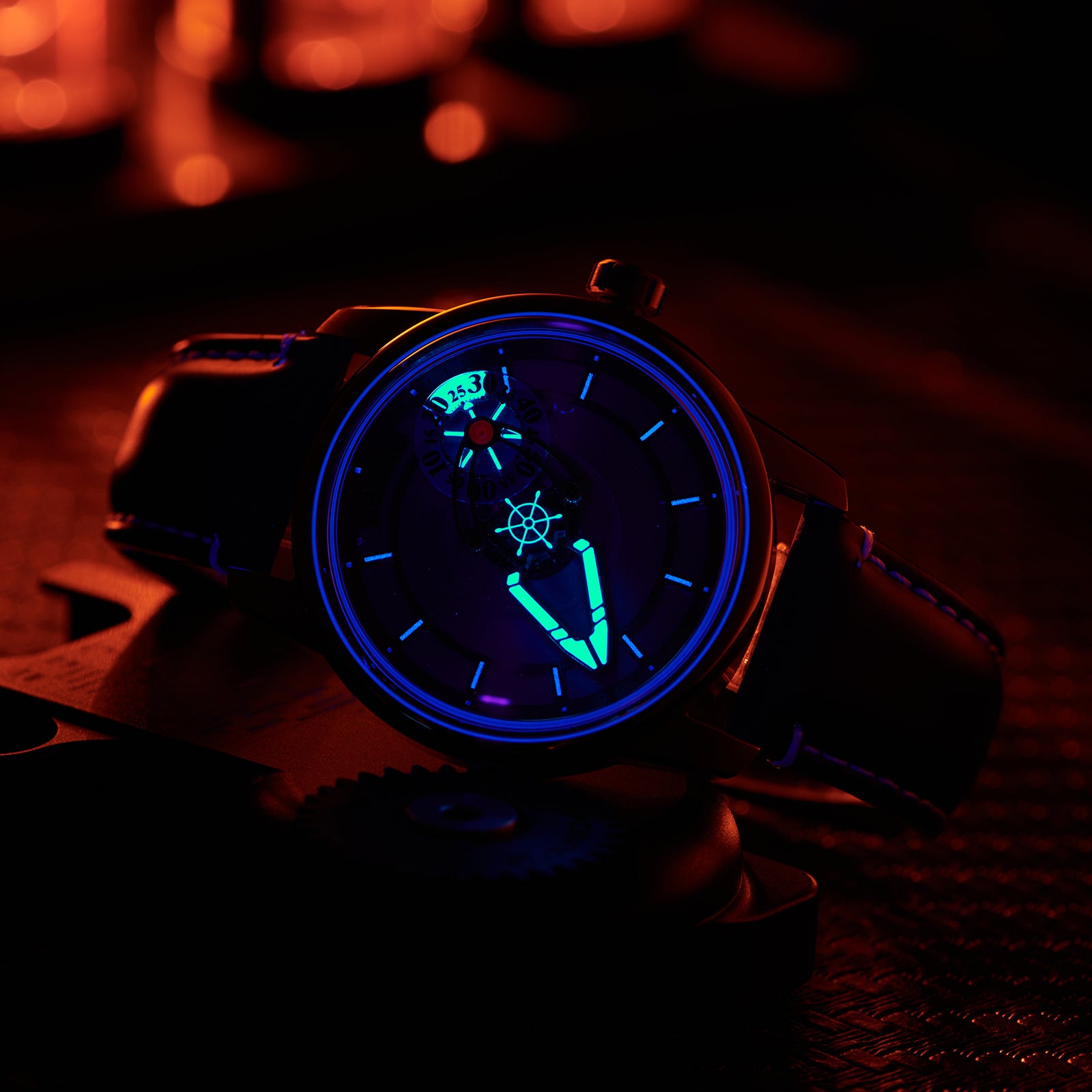Cool Rotation Spaceship Hand Dial Watch - OBLVLO JM Space 42MM Automatic Mechanical Dress Watches For Men