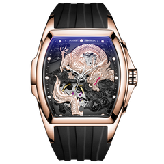 Top Quality Reef Tiger Aurora RGA3061 Men's Luxury Automatic Skeleton Rose Gold Dragon Watch