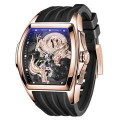 Top Quality Reef Tiger Aurora RGA3061 Men's Luxury Automatic Skeleton Rose Gold Dragon Watch